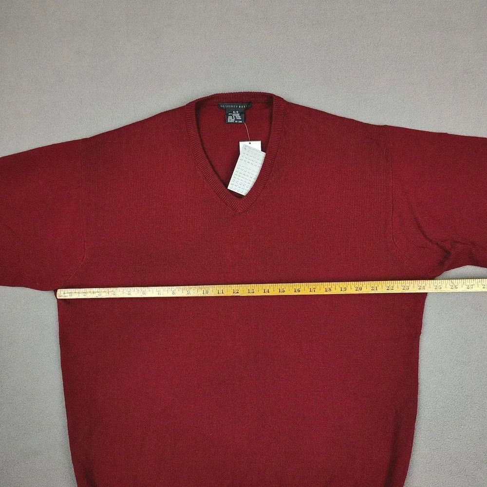 New Geoffrey Beene 100% Cashmere Sweater Men XL Red Wine Knit V Neck MSRP $150